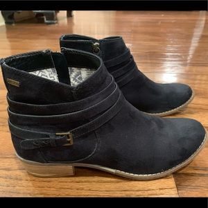 ROXY faux suede black booties, sz 10, great shape